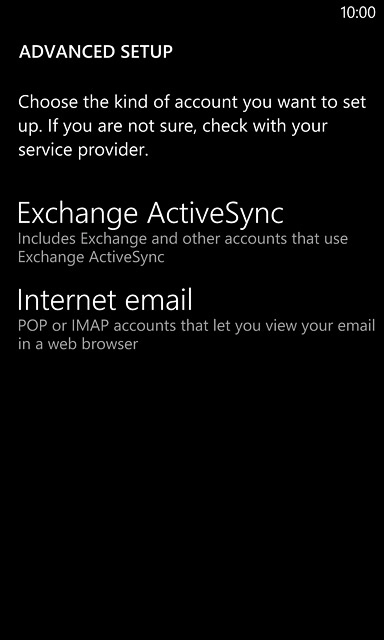 Press Internet email.