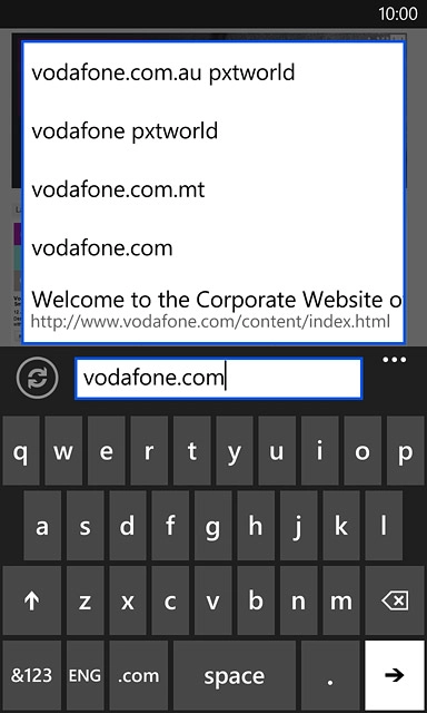 Key in the address of the required web page and press arrow right.