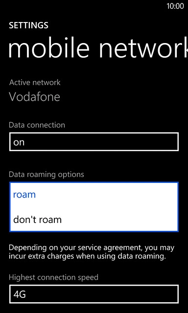 Press roam or don't roam.