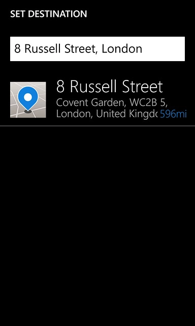 Press the required destination.
