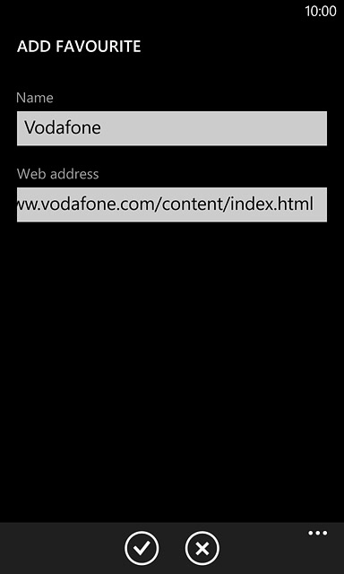 Edit the name of the bookmark and press the confirm icon.