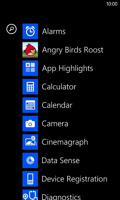Slide your finger left across the display to open the main menu.Press Data Sense.