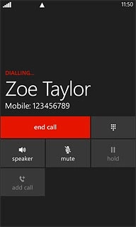 Press end call to end the call and return to the home screen.