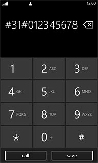 Example: #31#012345678Press call.