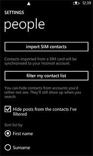 Press import SIM contacts.