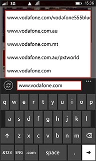 Key in the address of the required web page and press arrow right.
