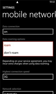 Press roam or don't roam.