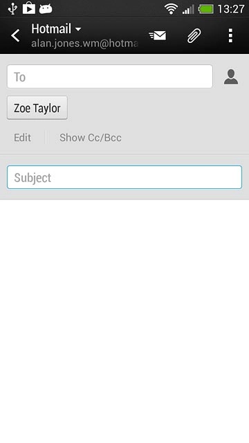 Press Subject and key in a subject for the email message.