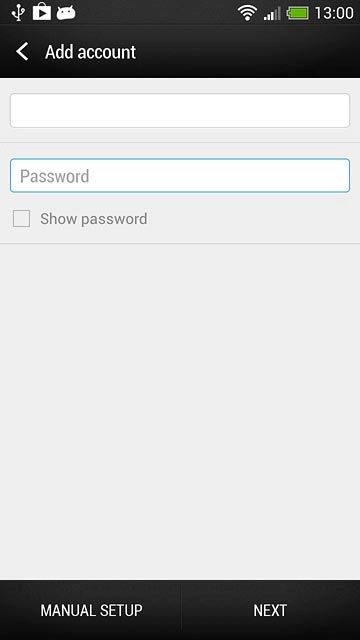 Press Password and key in the password for your email account.