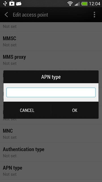 Key in default and press OK.