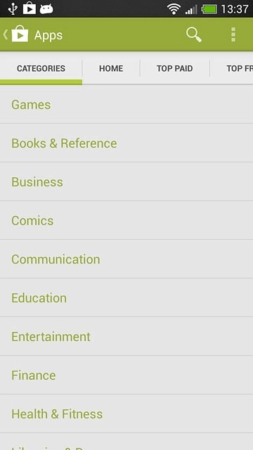 To search by category:Press CATEGORIES.Go to the required category.