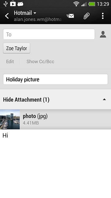 Press the send icon when you've finished your email message.