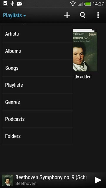 Press the required category.Go to the required audio file or playlist.