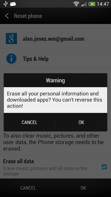 Press OK to confirm.Wait a moment while the factory default settings are restored.Follow the instructions on the display to set up your phone and prepare it for use.