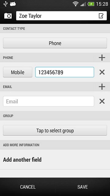 Press the field next to the phone number.