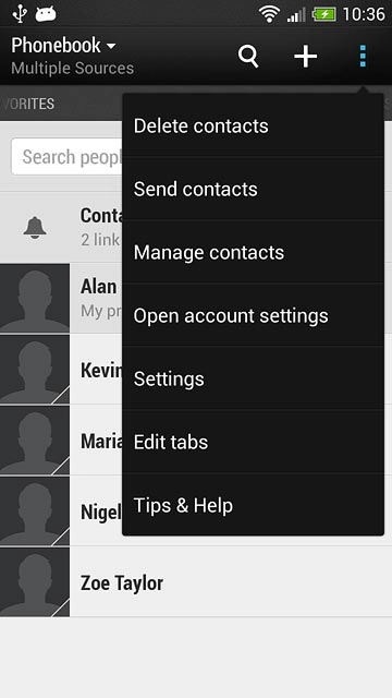Press Manage contacts.