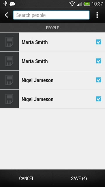 Press SAVE.After a moment the contacts are copied.