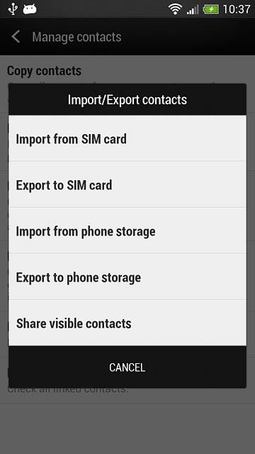 Press Import from SIM card.