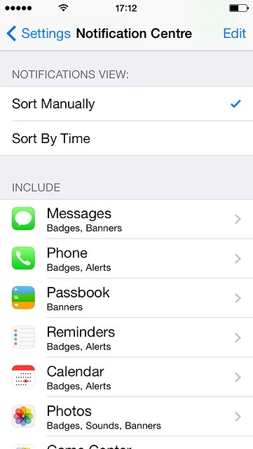 Press the required menu item.