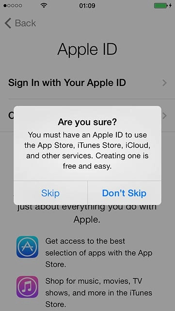 Press Skip.Follow the instructions on the display to activate your phone.
