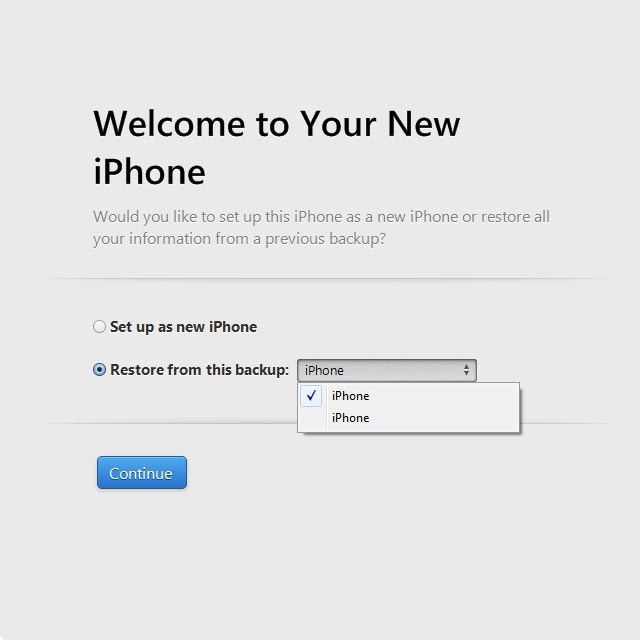 Click the required backup.