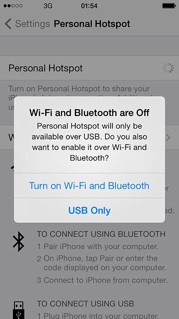 If you're asked to turn on Wi-Fi and Bluetooth:Press Turn on Wi-Fi and Bluetooth.