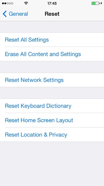 Press Erase All Content and Settings.