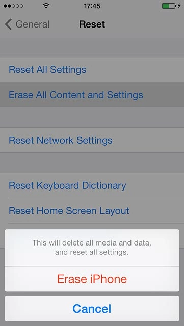 Press Erase iPhone.