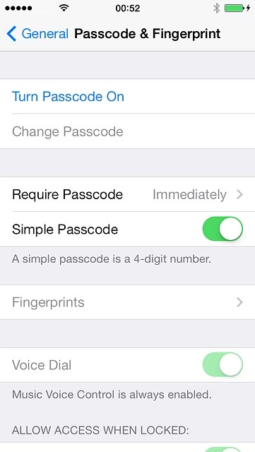 Press Turn Passcode On.