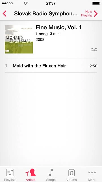 Press the required category at the bottom of the display.Go to the required audio file or playlist.