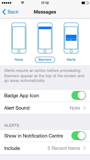 To select the number of notifications to display:Press Include.