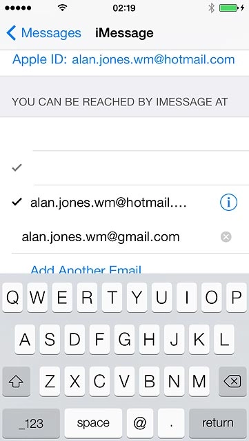Key in the required email address and press return.