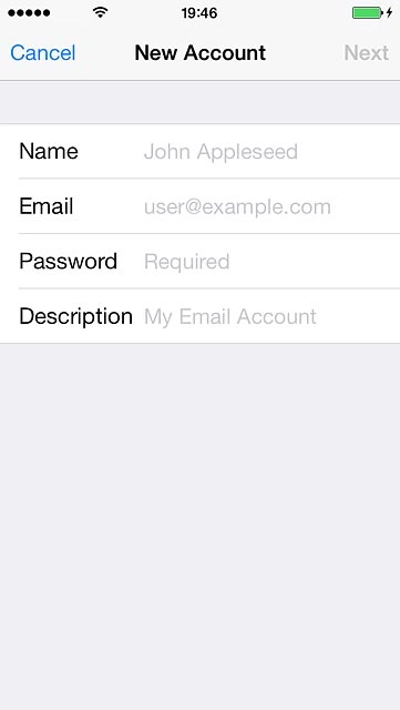 Press Email and key in your email address.