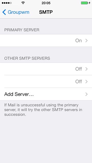 Press the name of the email account you've just set up.