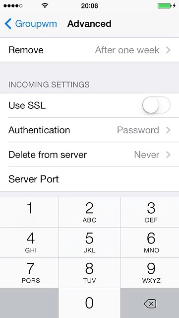 Press the name of the email account you've just set up.