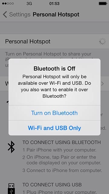 If this is the first time you use the function:Press Wi-Fi and USB Only.