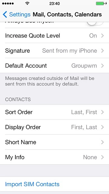 Press Import SIM Contacts.