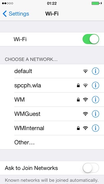 A list of Wi-Fi networks within range is displayed.Press the required Wi-Fi network.