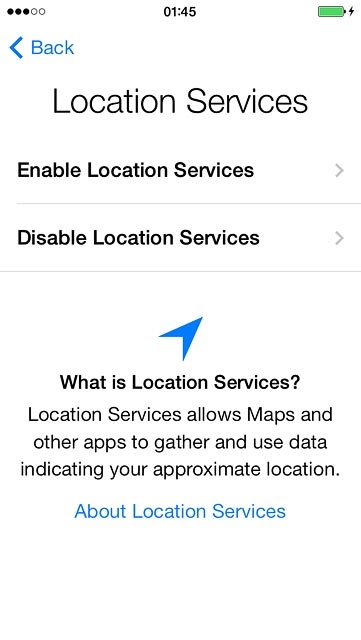 If you select Disable Location Services: