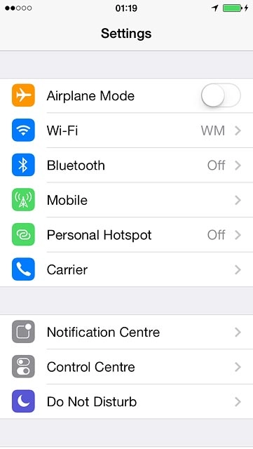 Press Personal Hotspot.