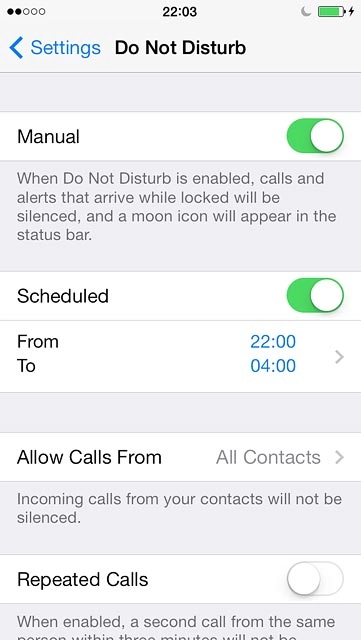 To set your phone to silent mode for specified periods:Press the indicator next to 