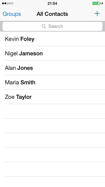 Press the required contact.The contact details are displayed.