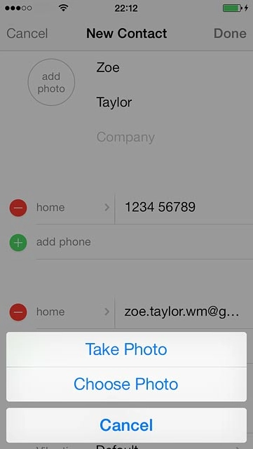 To take a new picture:Press Take Photo.