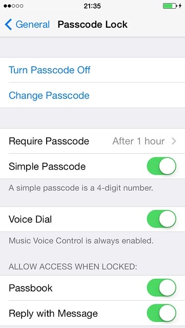 Press Require Passcode.