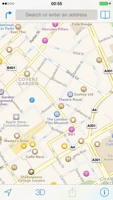 Press the select destination icon.