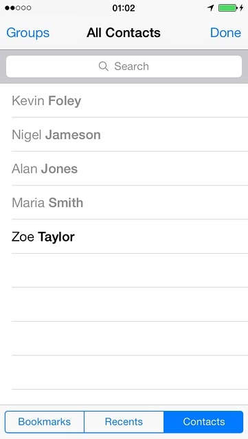 Press the required contact.