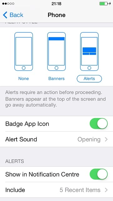 Press Back to save the settings.