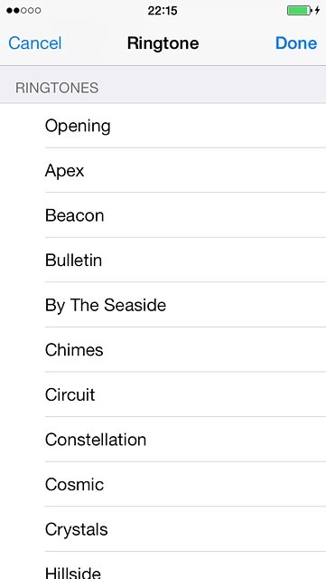 Once you've found a ring tone you like, press Done.