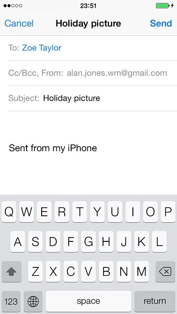 Press the text input field and write the required text.