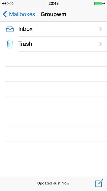 To see a list of email accounts:Press the field in the top left corner of the display.